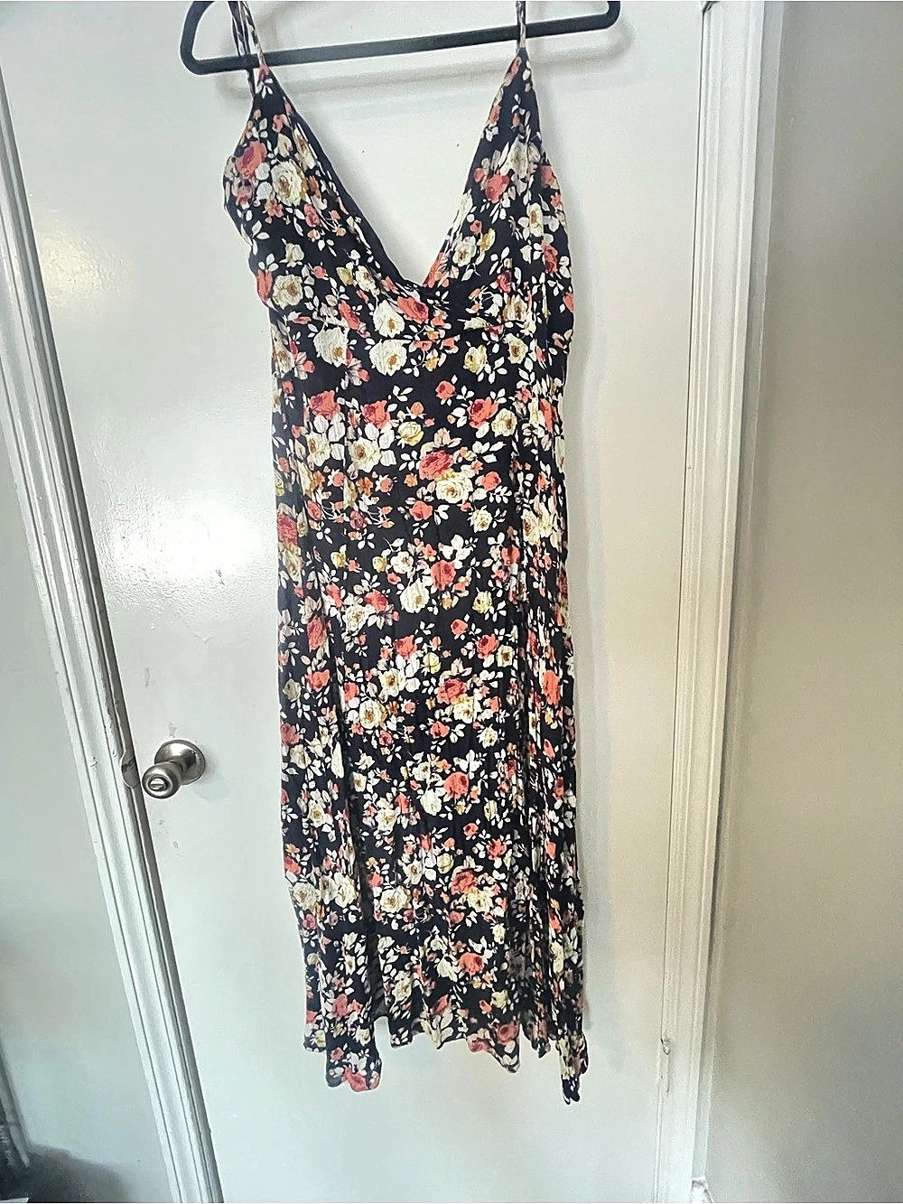 Lulus  Midi Dress Floral Black & Red
